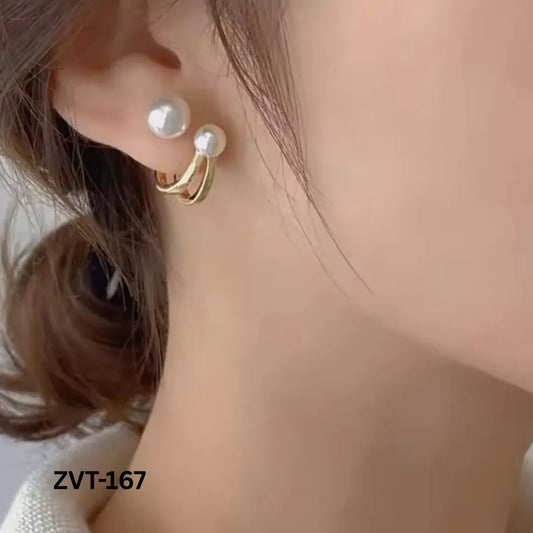 ZVT-167 - Golden Pearl Circle - Earrings