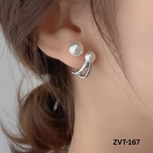 ZVT-167 - Silver Pearl Circle - Earrings