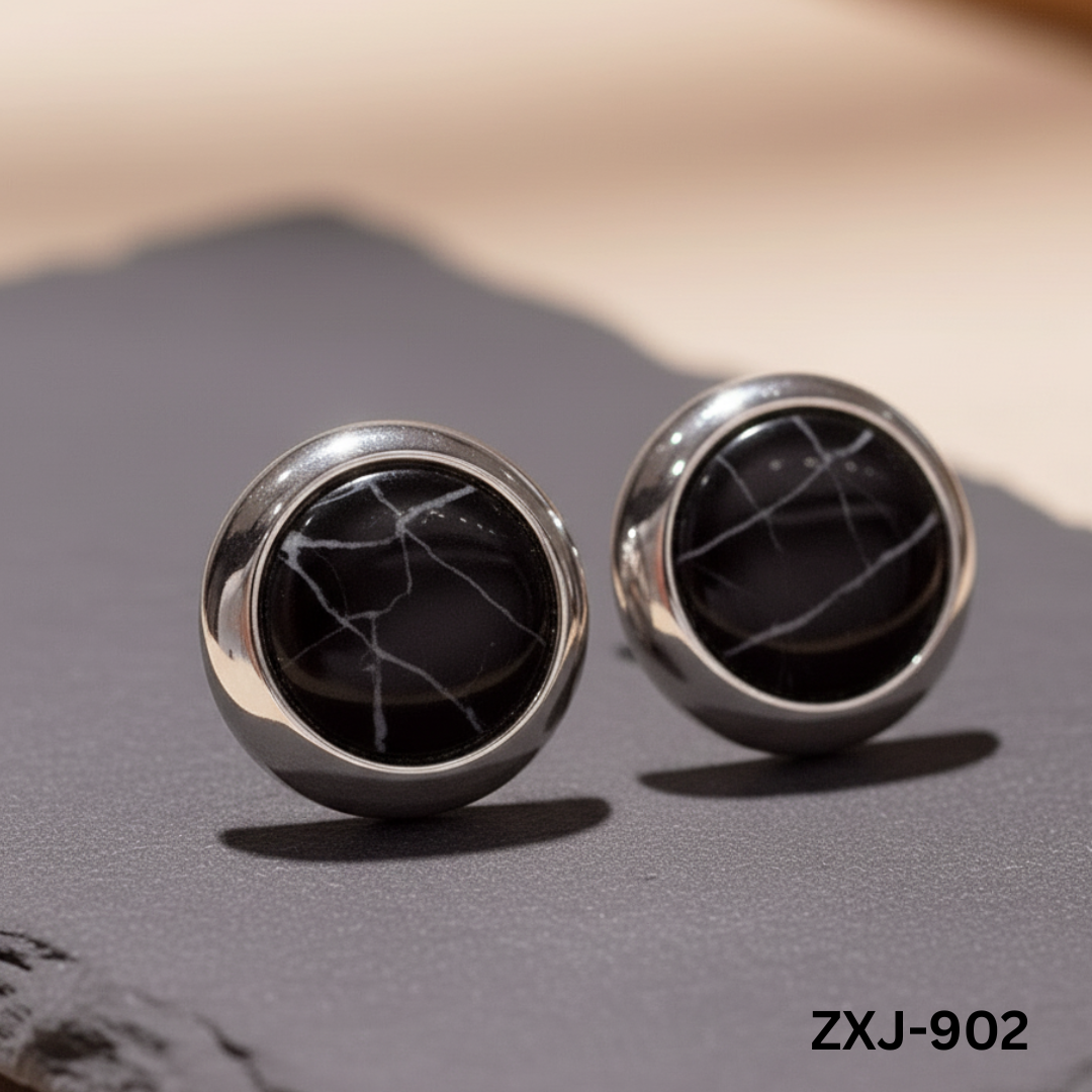 ZXJ-902 - Black Marble Shape - Earrings - BSM WHOLESALE