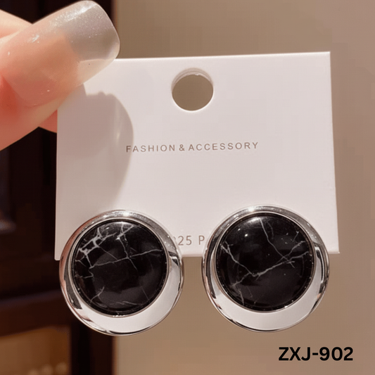 ZXJ-902 - Black Marble Shape - Earrings - BSM WHOLESALE