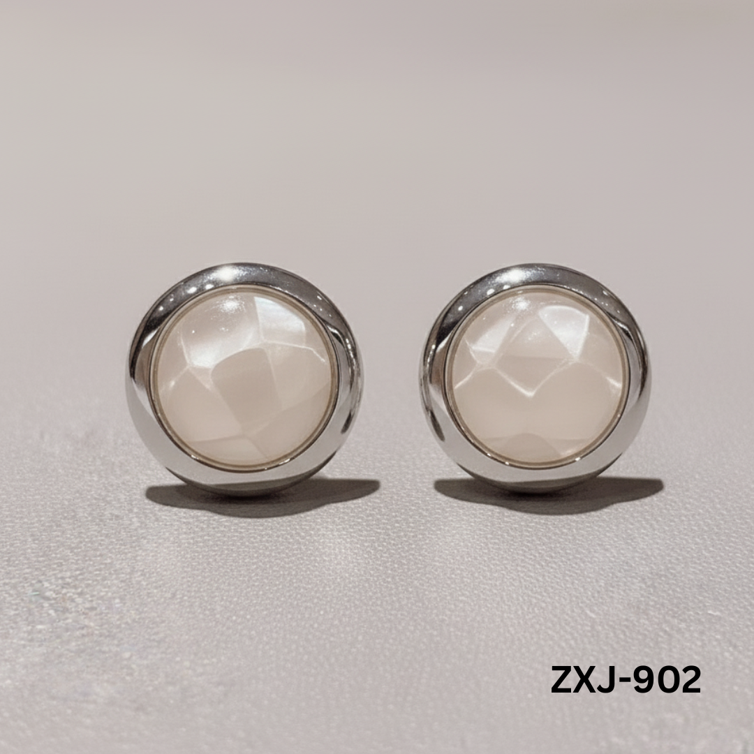 ZXJ-902 - White Golden Marble Shape- Earrings - BSM WHOLESALE