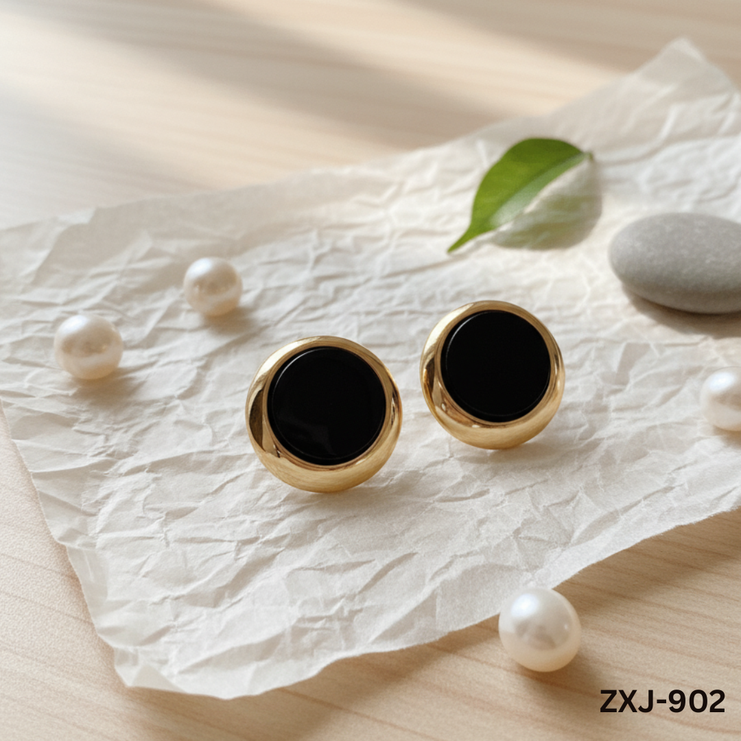 ZXJ-902 - Black Marble Shape - Earrings - BSM WHOLESALE
