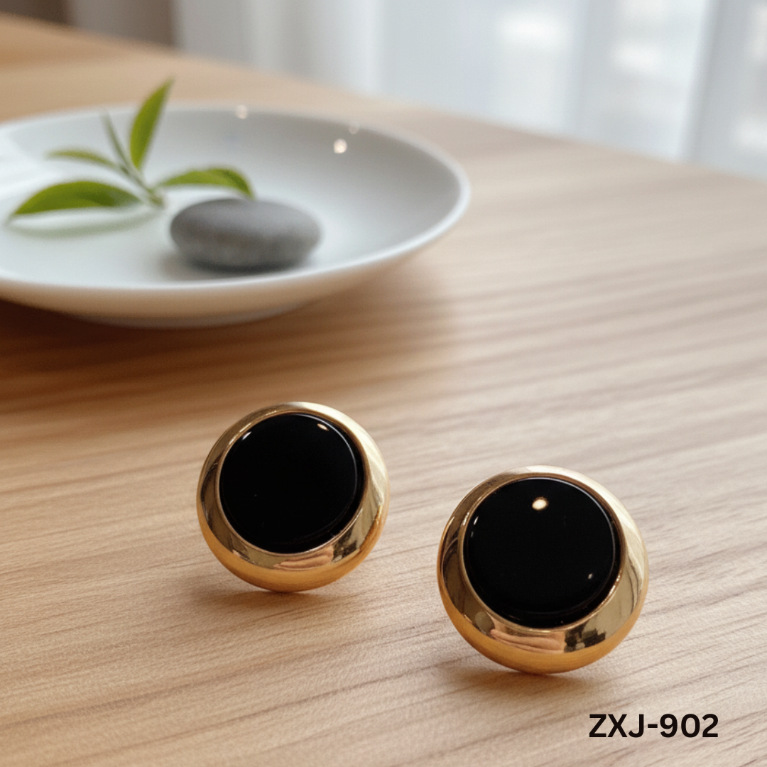 ZXJ-902 - Black Marble Shape - Earrings - BSM WHOLESALE