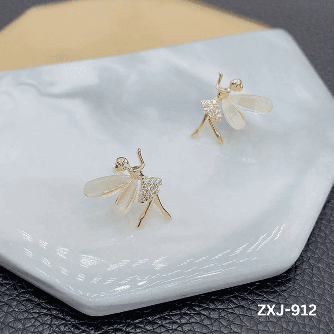 ZXJ-912 - Golden Dancing Girl - Earrings - BSM WHOLESALE