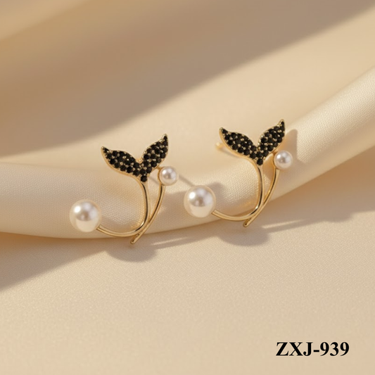 ZXJ-939 - Black Fish Tail - Earrings