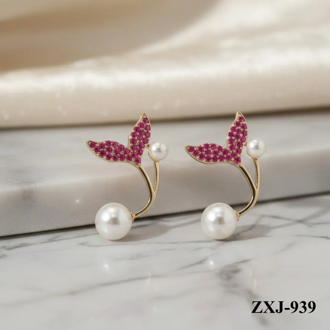 ZXJ-939 - Pink Fish Tail - Earrings