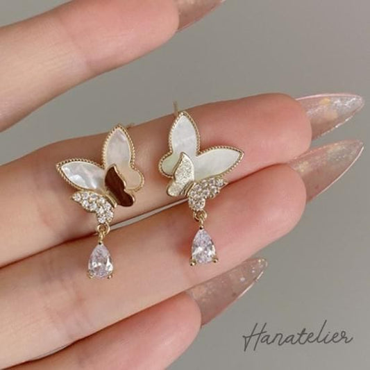 ZJX-913 - Golden Double Butterfly - Earrings